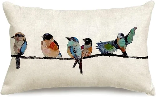 Miniatura 11 de RABUSOFA Fundas de Almohada Navideñas 18x18 Pulgadas Pájaros Decoraciones Navideñas Invierno Fundas de Cojín Decorativo Navidad Pájaros Decoración
