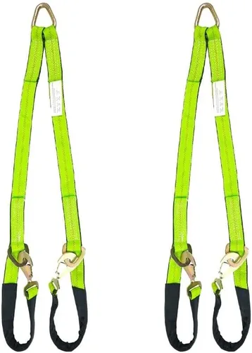 Mytee Products Paquete de 2 correas de brida en V de 2 pulgadas x 4 pies con ganchos a presión con funda de cordura y correas de eje, anillo en D