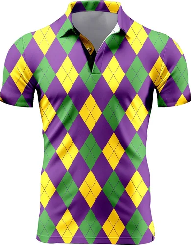 Miniatura 8 de Camisa de golf de los años 80 para hombre, ajuste seco, manga corta, estampada, divertidas, camisas de golf de los años 90 para hombre