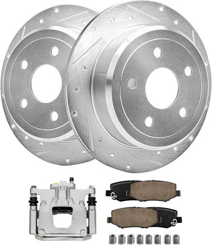 Miniatura 96 de Detroit Axle - Rotores de freno para Ford 2013-2019 Explorer Taurus Flex Lincoln MKT MKS, rotores de freno de disco ranurados perforados de repuesto
