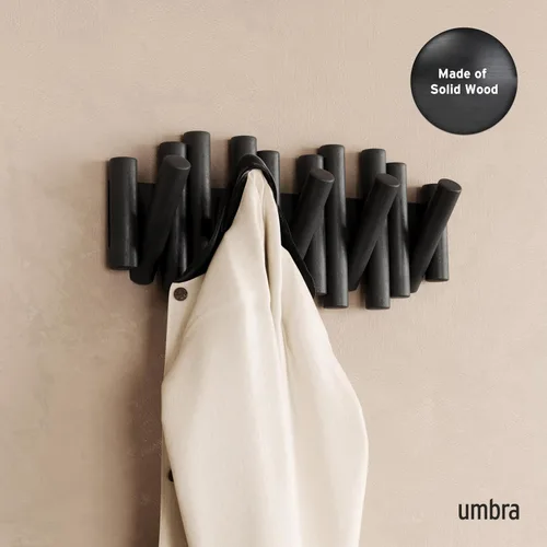 Miniatura 2 de Umbra Picket - Gancho en riel para entradas, 15 pulgadas de ancho x 6.5 pulgadas de alto x 1.75 pulgadas de profundidad, negro