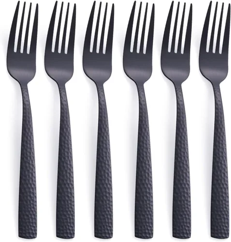 Miniatura 11 de Juego de 6 cucharas de postre color negro mate, 7.0 pulgadas, acero inoxidable, color negro, acabado satinado