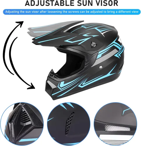 Miniatura 4 de Yesmotor - Casco de motocross para jóvenes, casco de motocicleta BMX, MX, cuatrimoto todoterreno, motocross, bicicleta de montaña, aprobado por