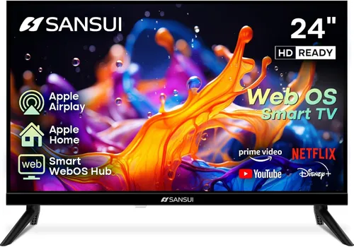 SANSUI 24 pulgadas 768P DLED Smart WebOS TV | Televisión pequeña con Chromecast incorporado | WebOS hub compatible con HomeKit | Compatible con