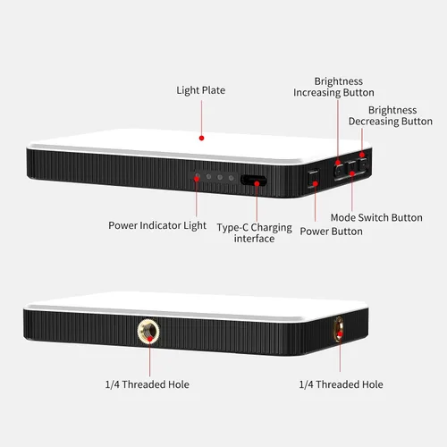 Miniatura 7 de Newmowa Luz negra recargable para selfie, video de clip portátil para teléfono/portátil/cámara con sensor inteligente, 3 modos, batería de 2000 mAh