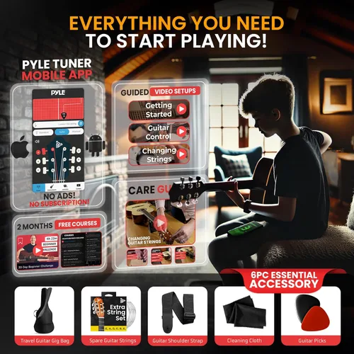 Miniatura 2 de Pyle - Kit de guitarra acústica para principiantes, instrumento junior de 3/4 de 36 pulgadas de tamaño para niños y adultos, brillo natural