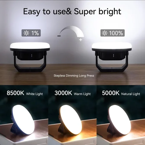 Miniatura 3 de VAVOFO Linterna LED de Campamento Recargable de 30W, 3000LM, 124 LED con 3 Modos de Iluminación, Luz Portátil para Tienda de 7200mAh con Imán