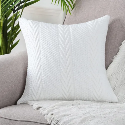 Miniatura 7 de MANDIOO Fundas de almohada decorativas de punto de algodón, suaves y acogedoras, fundas de cojín para exteriores, fundas de almohada modernas
