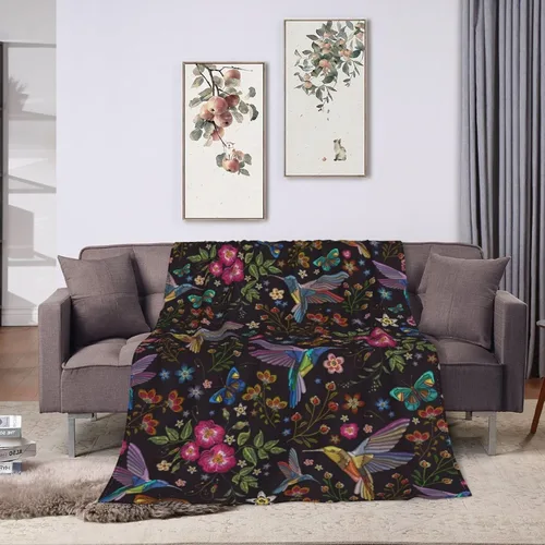Miniatura 8 de Regalos de colibrí para mujeres, manta de flores, regalos de pájaros para mujeres, mamá, niñas, decoración floral para el hogar, dormitorio, sala