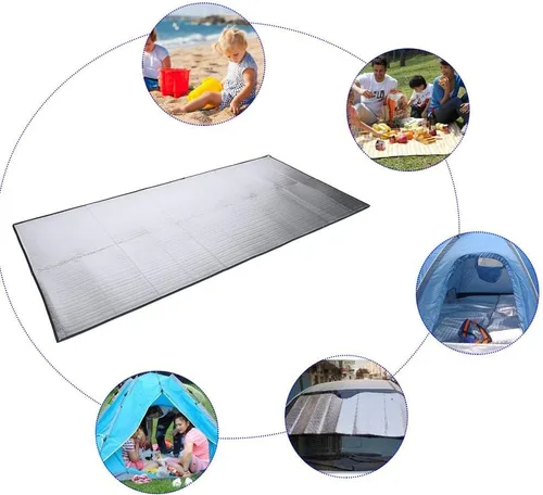 Miniatura 5 de FILFEEL Alfombrilla de colchón de EVA para dormir de papel de aluminio para acampar al aire libre, senderismo, viajes, picnic, plateado