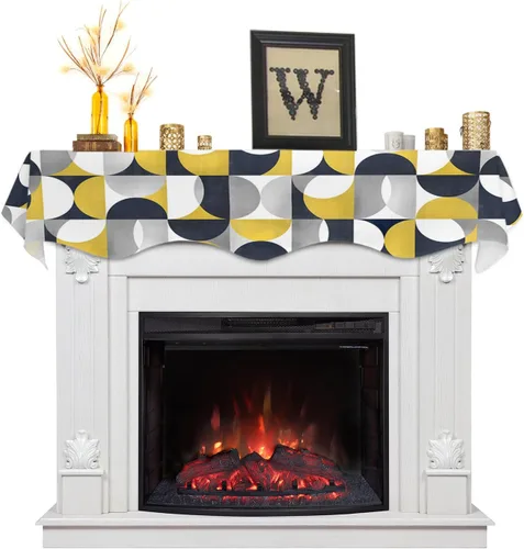 Miniatura 7 de Bufanda de manto de Feliz Navidad, 60 x 17 pulgadas, flamenco tropical, palmera, chimenea, mantel de chimenea, cubierta de mantel para Navidad