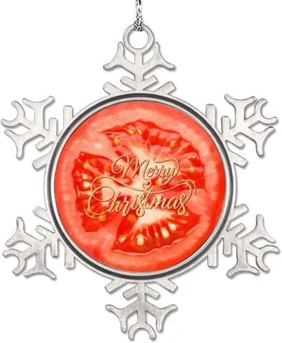 Miniatura 10 de Adorno de copo de nieve verde para árboles de Navidad, frutas, comida realista, adornos de Navidad personalizados 2022, divertido recuerdo de metal