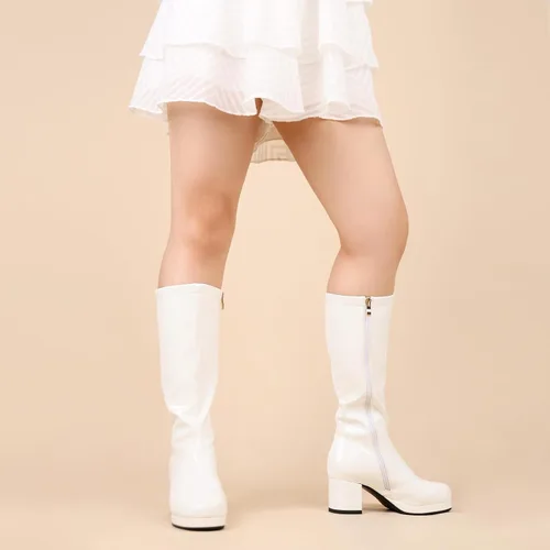 Miniatura 5 de Botas altas hasta la rodilla de moda para mujer, tacón grueso, botas de cosplay con cremallera