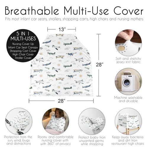 Miniatura 6 de Sweet Jojo Designs Funda de asiento de coche de bebé para lactancia, lactancia, silla alta, carrito de compras, cochecito, toldo para asiento