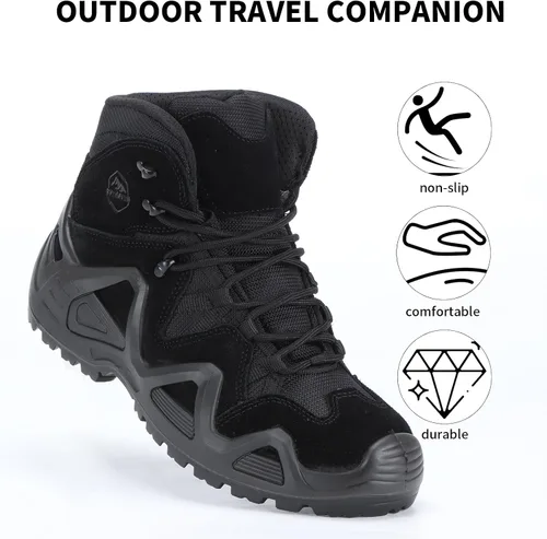 Miniatura 7 de Men's Military Tactical Boots 6 Inches Lightweight Combat Boots Waterproof Hiking Boots Durable Outdoor Work Boots