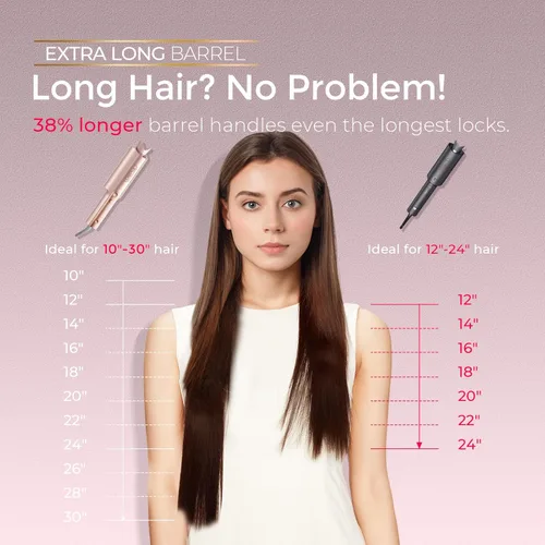 Miniatura 3 de Rizador Automático Rotativo Mejorado - TYMO CurlPro Plus Varilla de Rizado de Barril Largo para Cabello Largo, Rizador de Pelo Cerámico