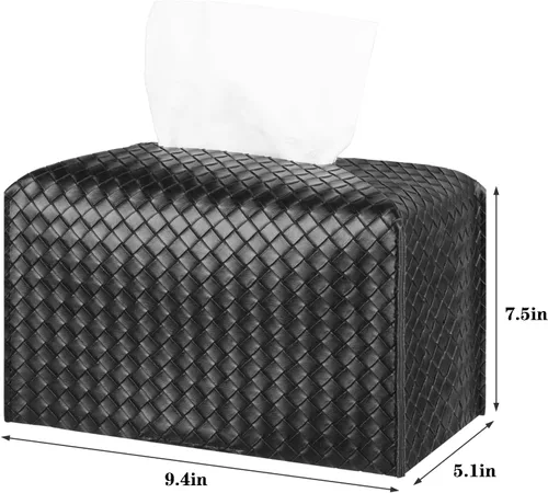Miniatura 2 de Funda para caja de pañuelos de piel sintética, estuche cuadrado para pañuelos faciales, dispensador de papel facial para baño, encimera de tocador