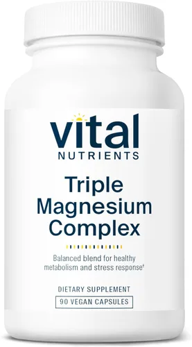 Suplemento de Triple Complejo de Magnesio de Vital Nutrients | Magnesio vegano de glicinato, malato y óxido 250mg | Suplemento de magnesio de fácil