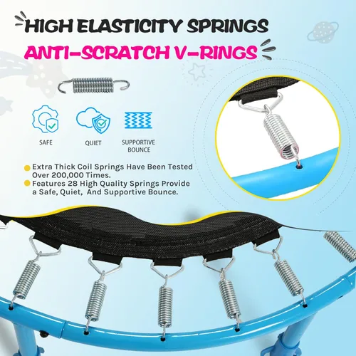 Miniatura 4 de SkyBound Trampolín interior de 36 pulgadas para niños – Trampolín interior para niños con mango – Trampolín para niños pequeños con tubo de acero