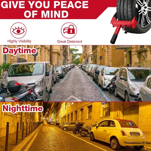 Miniatura 6 de 3 piezas de bloqueo de rueda para automóviles, bloqueo de rueda de remolque resistente, universal de seguridad antirrobo, abrazadera para neumáticos