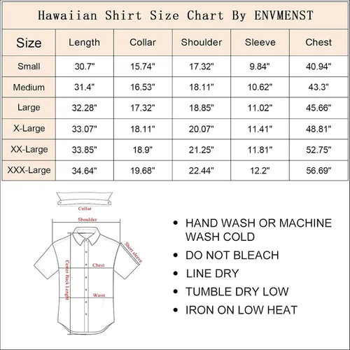 Miniatura 7 de ENVMENST Hawaiian Shirt for Men Short Sleeve Beach Printed Summer Button Down Aloha Shirt(S-3XL)