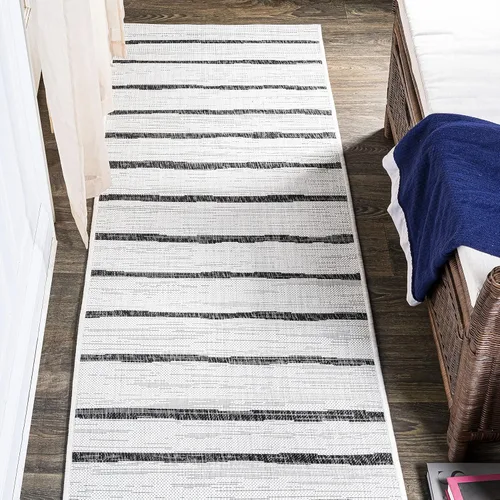 JONATHAN Y SMB125D-210 - Alfombra de pasillo para interiores/exteriores, diseño bereber a rayas, fácil de limpiar, de alto tráfico, apta para