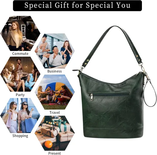 Miniatura 6 de FUKUYIN Bolso de mano para mujer bolso de hombro de piel sintética suave para mujer bolso bandolera grande para mujer