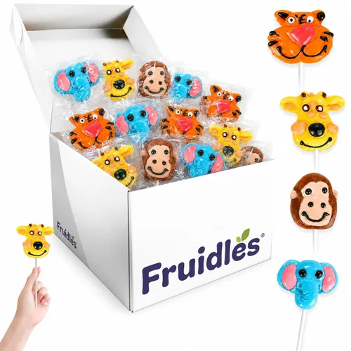 Miniatura 10 de Fruidles Zoo Animal Lollipop Suckers Candy, caramelos duros envueltos individualmente sin grasa con divertidos diseños de animales de zoológico