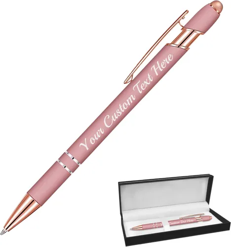 Miniatura 23 de Bolígrafos personalizados con punta de lápiz digital, bolígrafos grabados personalizados, bolígrafo de bola de tacto suave, bolígrafos con nombre