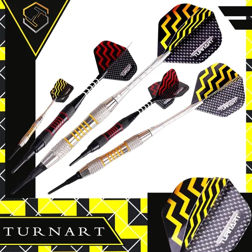 Miniatura 4 de Turnart Dardos de punta de plástico - Juego de dardos profesionales de punta suave para tablero electrónico de 9 piezas, 18 gramos con 50 puntas
