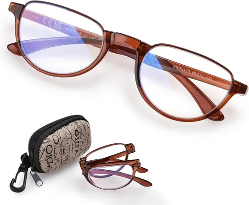 Miniatura 12 de Gafas de Lectura Plegables para Mujeres y Hombres Portátiles con Filtro de Luz Azul Anteojos de Lectura Compactos con Estuche con Cremallera