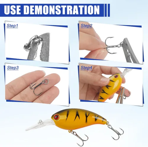 Miniatura 4 de Kit de anzuelos de pesca de acero de alto carbono, juego de anillos de pesca agudos fuertes y afilados para trucha, lubina, señuelos de bagre, cebos