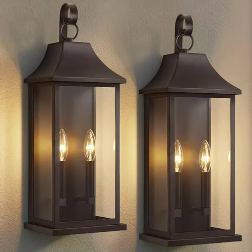 Miniatura 12 de RAYVO Luces de pared grandes de 21.5 pulgadas para exteriores del atardecer al amanecer, modernas lámparas exteriores de granja, aplique de porche