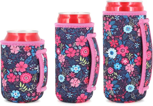 Miniatura 41 de 3 Pack de fundas aisladas reutilizables de neopreno con asa para soda, bebida energética, refresco, cerveza, seltzer duro, fundas para latas de 12