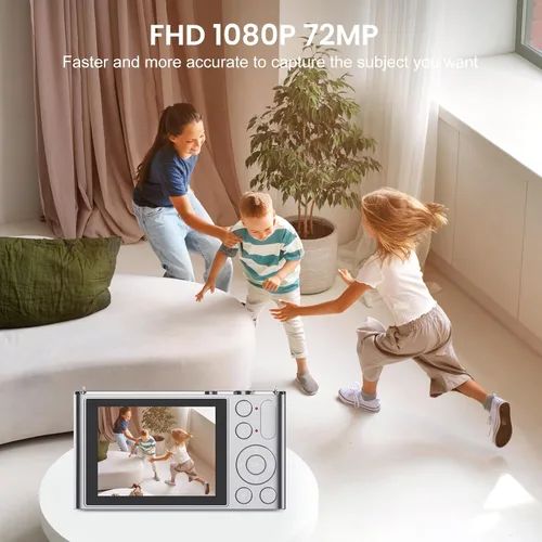 Miniatura 2 de Cámara digital, cámara para niños, UHD 4K 72MP apuntar y disparar cámaras digitales con tarjeta de memoria de 32 GB y zoom digital de 16X