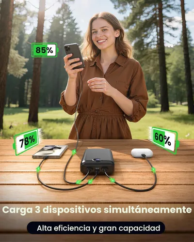Miniatura 3 de Cargador portátil Banco de energía 50000mAh 22.5W Carga rápida USB C Batería externa Cargador de teléfono con pantalla digital 3 salidas y 2