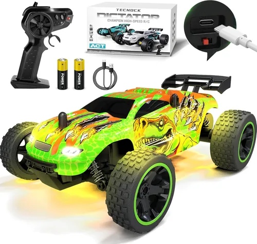 Miniatura 12 de Tecnock coches RC para niños, coche de control remoto para niños, 1:18 escala 20 KM/H 2WD buggy todo terreno, coche de carreras RC de 2.4GHz con Azul