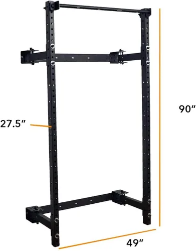 Miniatura 7 de PRx Performance Soporte plegable para sentadillas de pared, barra de dominadas ajustable resistente, equipo de gimnasio en casa que ahorra espacio