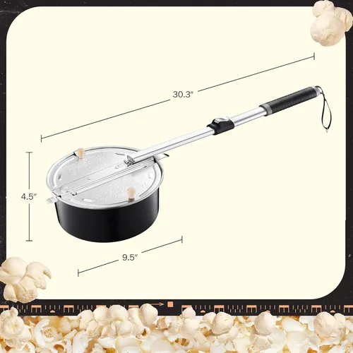 Miniatura 6 de Great Northern Popcorn - Máquina para hacer palomitas de maíz con mango telescópico, equipo ligero para acampar y hoguera abierta o equipo de cocina