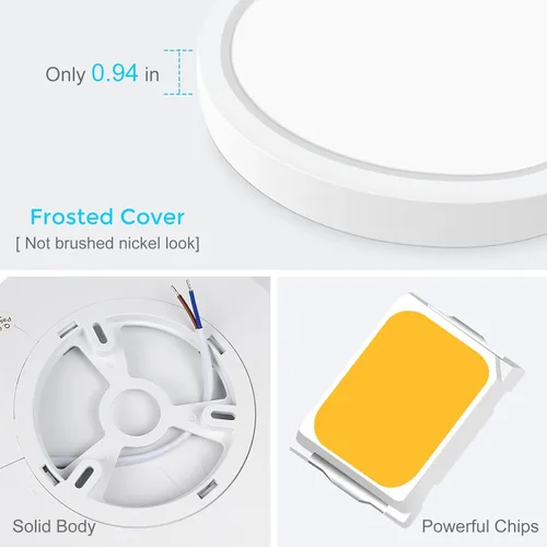 Miniatura 6 de LightingWill - Lámpara de techo LED de 7 pulgadas con montaje empotrado, 4000K blanco natural, 1500LM, 12W, lámpara de techo redonda moderna
