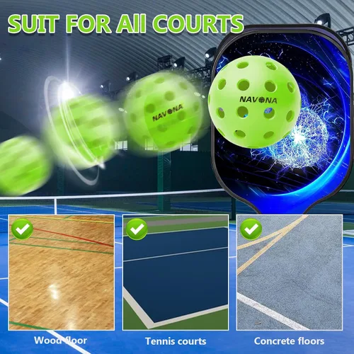 Miniatura 7 de Navona 48 Pack Premium 40-Holes Outdoor Pickleball Balls, Meet USAPA Official Requirement, Perfectly Balanced, High Bounce True Flight, Durable