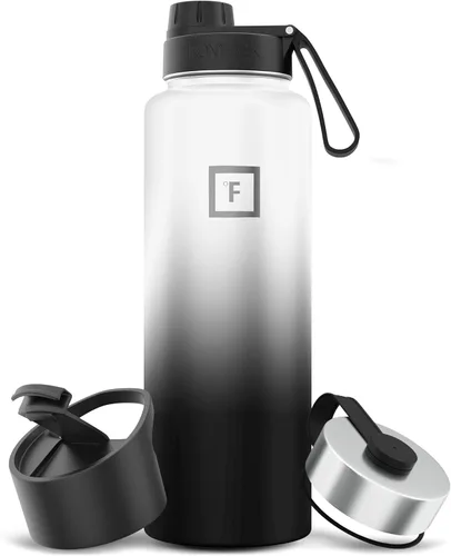 Miniatura 34 de IRON °FLASK Frasco de hidratación para acampar y senderismo con pajilla, botella de agua deportiva de acero inoxidable con aislamiento de boca Dark