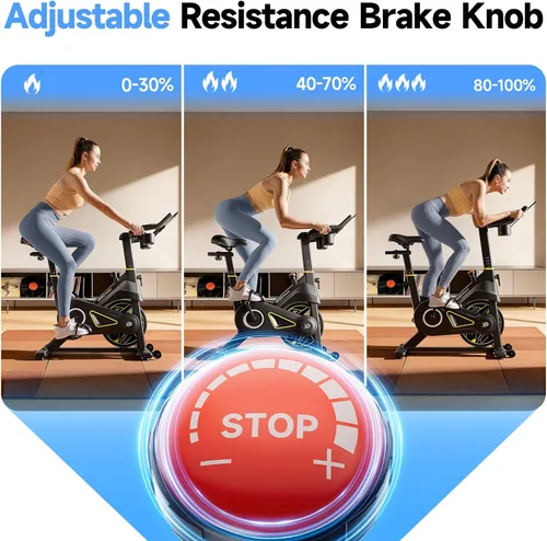 Miniatura 5 de YPOO Bicicleta estática, resistencia magnética ajustable, bicicletas estacionarias para cardio en casa con aplicación exclusiva, bicicleta