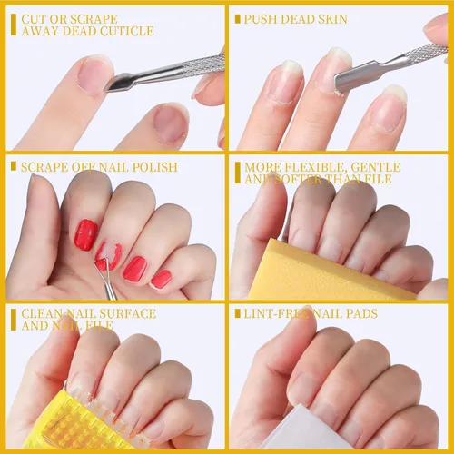 Miniatura 7 de Teenitor Kit removedor de cutículas con removedor de cutículas, aceite de lima de uñas, pulidor de cutículas, empujador de cutículas, raspador
