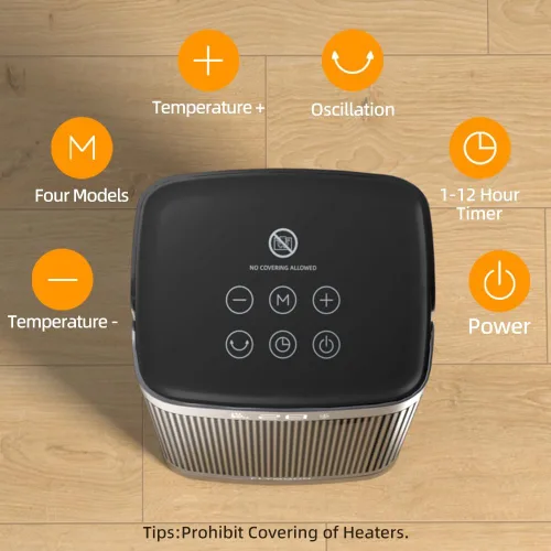 Miniatura 8 de Flymoon Calentador de espacio para uso en interiores, calentador portátil de 1500 W con control remoto, protección contra sobrecalentamiento