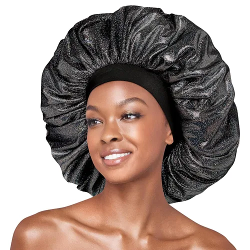 Miniatura 12 de Red by Kiss Gorro con purpurina de alta calidad para dormir, Negro