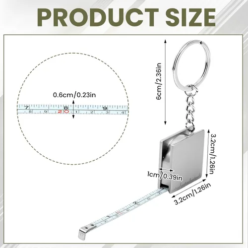 Miniatura 2 de Paquete de 2 llaveros de cinta métrica retráctil, cinta métrica compacta para bolso, bolsillos o llaves, para llevar fácilmente, 39.3 pulgadas/39.4