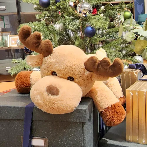 Miniatura 6 de WEIGEDU Adorable caribou - Peluche de reno y alce peludo, juguete de peluche para niños, bebés, niños, decoración de cumpleaños, hora de dormir, 13