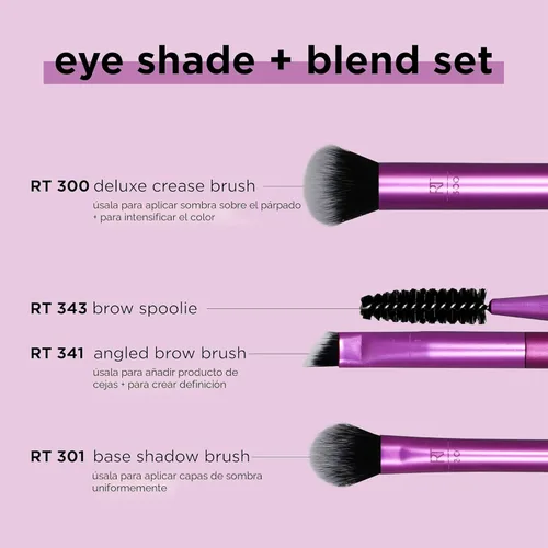 Miniatura 3 de Real Techniques Trío de brochas de maquillaje para sombra de ojos y difuminador, para sombra de ojos y delineador, herramientas de maquillaje