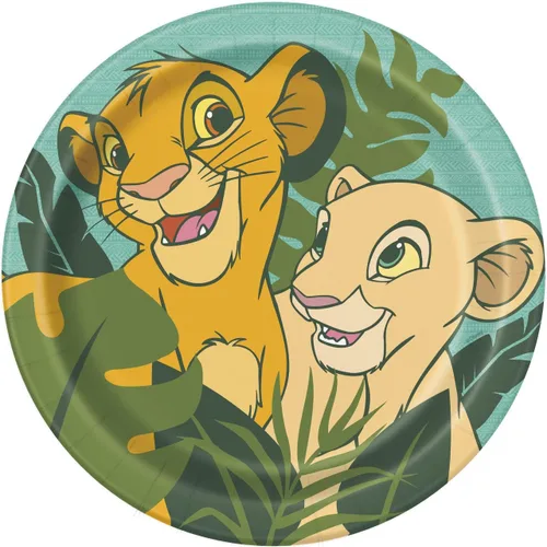 Platos redondos multicolor de Disney Lion King (9 pulgadas), 8 unidades, suministros para fiestas temáticas vibrantes y divertidos para niños y
